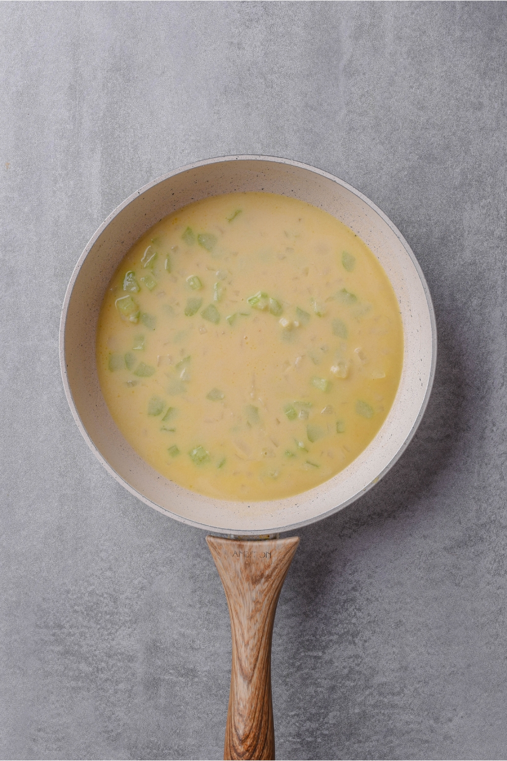 A frying pan with the sauce mixture simmering.
